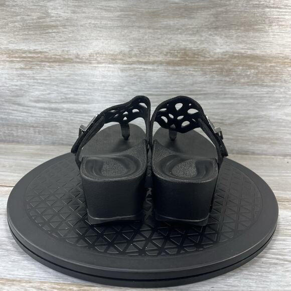 Aetrex Women’s Tasha Black Wedge Flip Flop Thong Sandals Size 6.5 - Picture 4 of 8